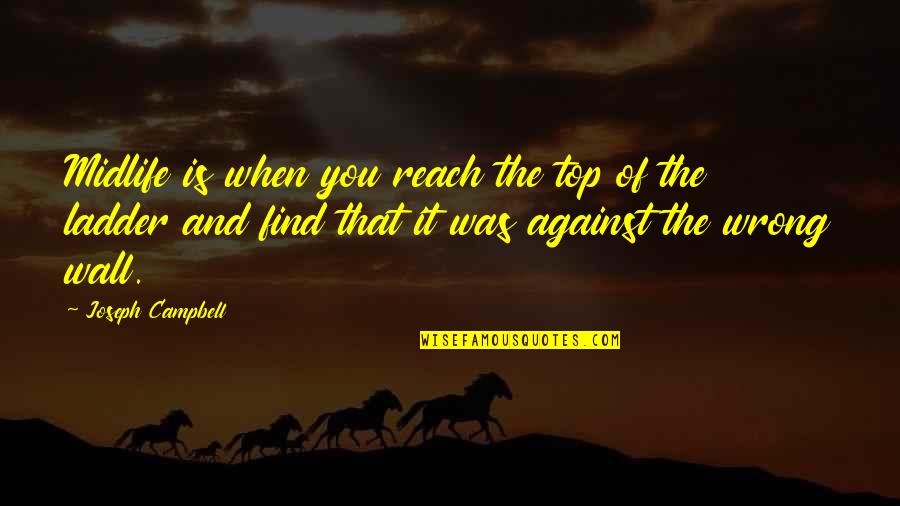 Torian Quotes By Joseph Campbell: Midlife is when you reach the top of Torian Quotes By Joseph Campbell: Midlife is when you reach the top of