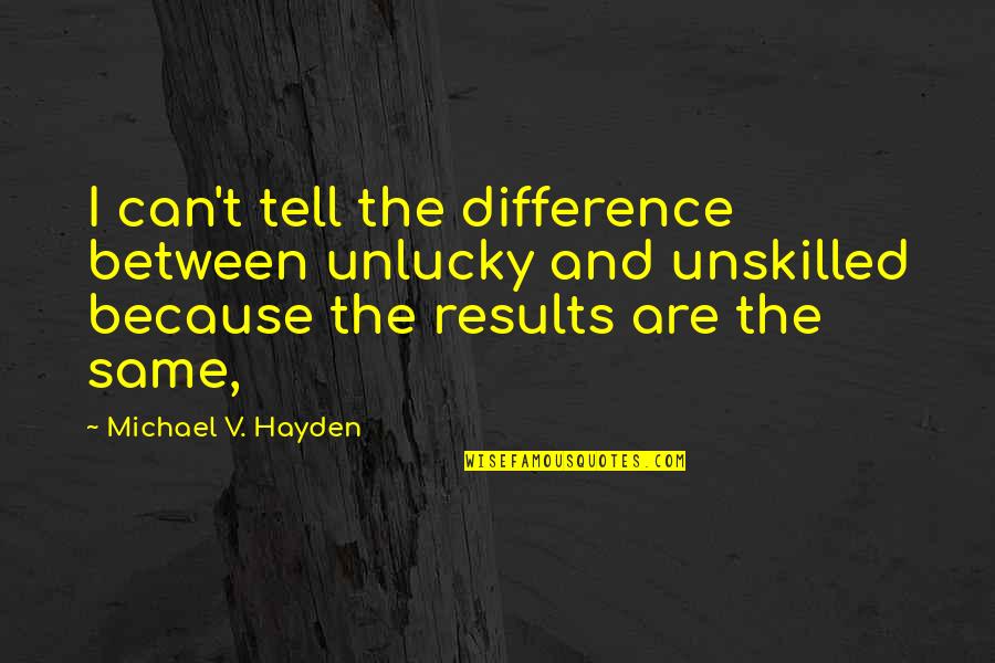 Torii Wolf Quotes By Michael V. Hayden: I can't tell the difference between unlucky and Torii Wolf Quotes By Michael V. Hayden: I can't tell the difference between unlucky and