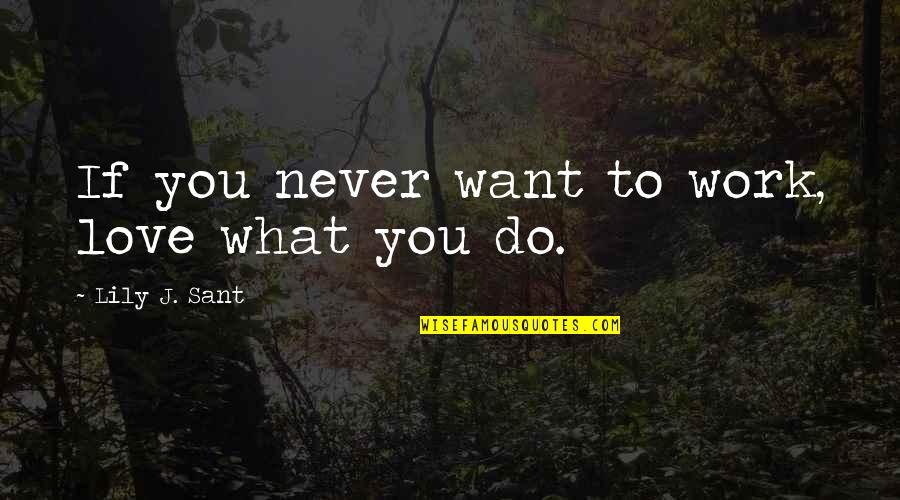 Torisawa Katsuhide Quotes By Lily J. Sant: If you never want to work, love what Torisawa Katsuhide Quotes By Lily J. Sant: If you never want to work, love what