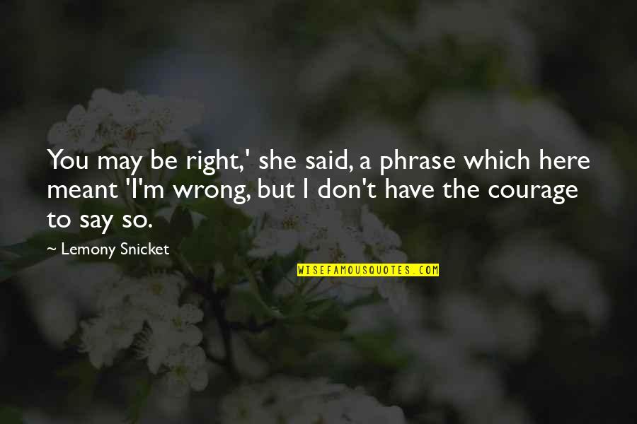 Torn Between Two Countries Quotes By Lemony Snicket: You may be right,' she said, a phrase