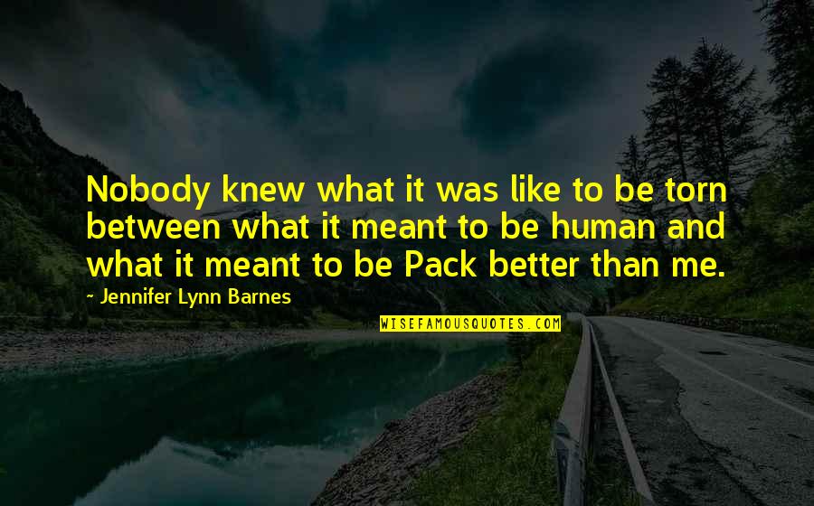 Torn In Between Quotes By Jennifer Lynn Barnes: Nobody knew what it was like to be