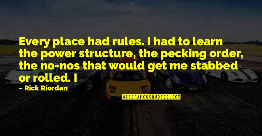 Torn Quotes Quotes By Rick Riordan: Every place had rules. I had to learn