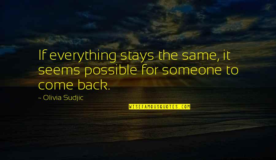 Torneros Trabajando Quotes By Olivia Sudjic: If everything stays the same, it seems possible