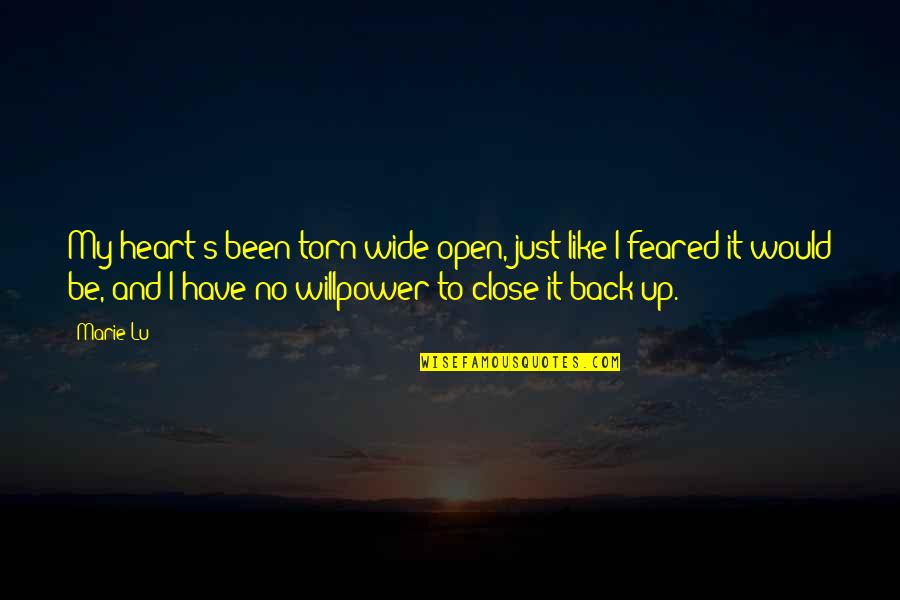 Torn's Quotes By Marie Lu: My heart's been torn wide open, just like Torn's Quotes By Marie Lu: My heart's been torn wide open, just like