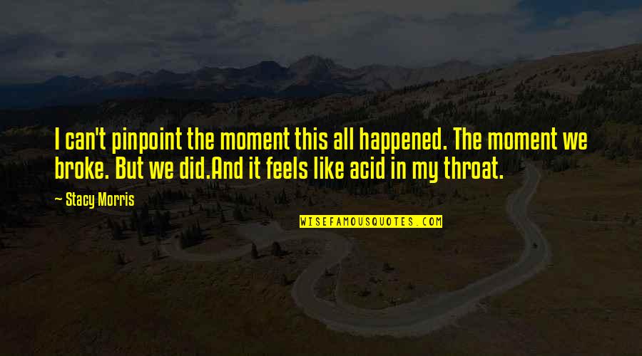 Torronteras Cochabamba Quotes By Stacy Morris: I can't pinpoint the moment this all happened.