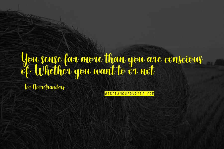 Tor's Quotes By Tor Norretranders: You sense far more than you are conscious Tor's Quotes By Tor Norretranders: You sense far more than you are conscious