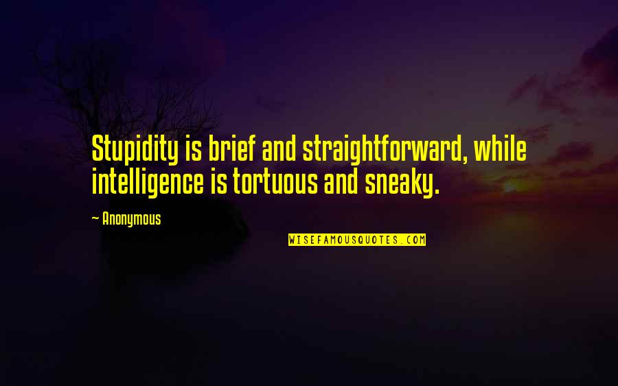 Tortuous Quotes By Anonymous: Stupidity is brief and straightforward, while intelligence is