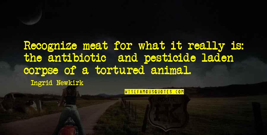 Tortured Quotes By Ingrid Newkirk: Recognize meat for what it really is: the