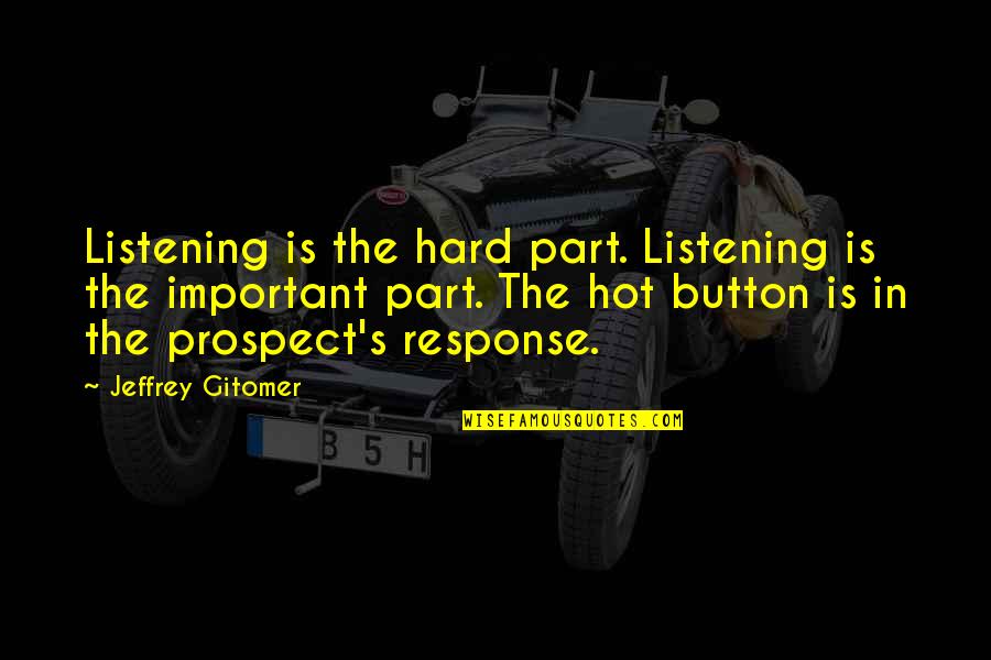 Torvald Utne Quotes By Jeffrey Gitomer: Listening is the hard part. Listening is the Torvald Utne Quotes By Jeffrey Gitomer: Listening is the hard part. Listening is the