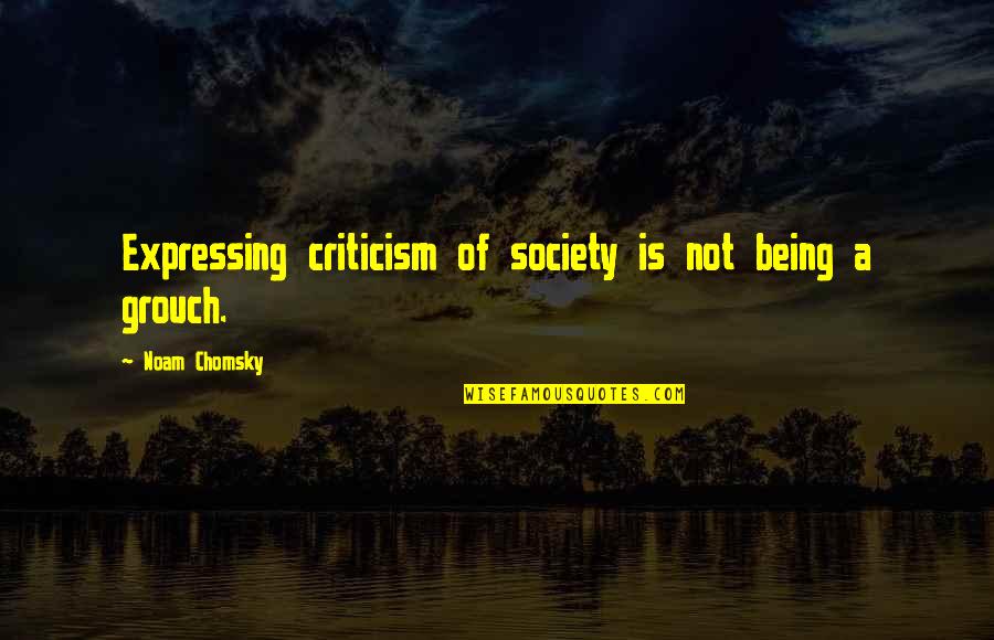 Toshihide Saku Quotes By Noam Chomsky: Expressing criticism of society is not being a Toshihide Saku Quotes By Noam Chomsky: Expressing criticism of society is not being a