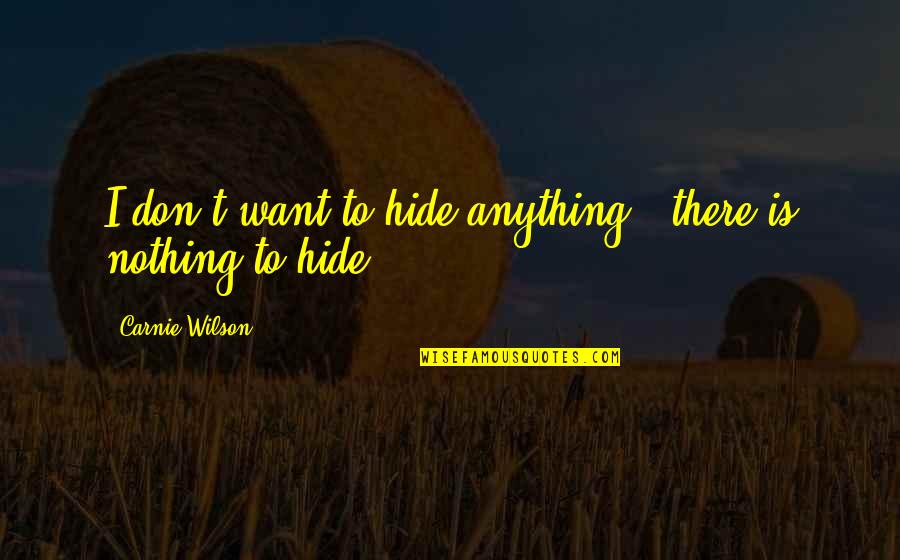 Toshihiro Hirano Quotes By Carnie Wilson: I don't want to hide anything - there Toshihiro Hirano Quotes By Carnie Wilson: I don't want to hide anything - there