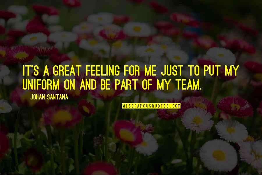 Tosia Scarfe Quotes By Johan Santana: It's a great feeling for me just to