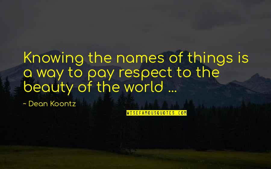 Tossoun Quotes By Dean Koontz: Knowing the names of things is a way
