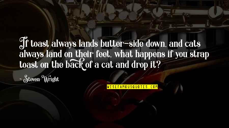 Tote Bag Wine Quotes By Steven Wright: If toast always lands butter-side down, and cats