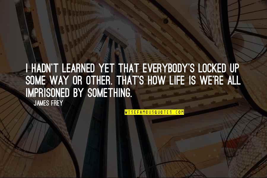 T'other's Quotes By James Frey: I hadn't learned yet that everybody's locked up