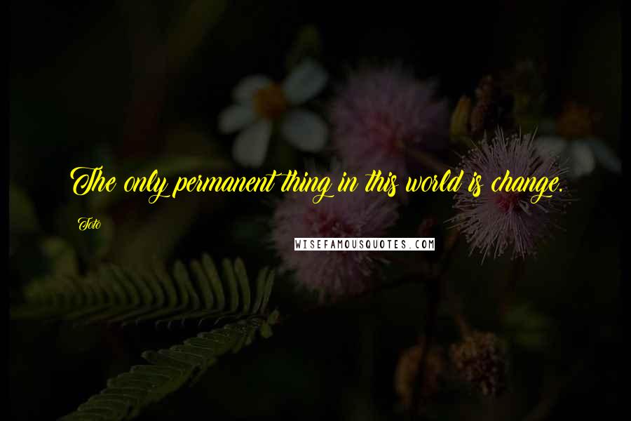 Toto quotes: The only permanent thing in this world is change.
