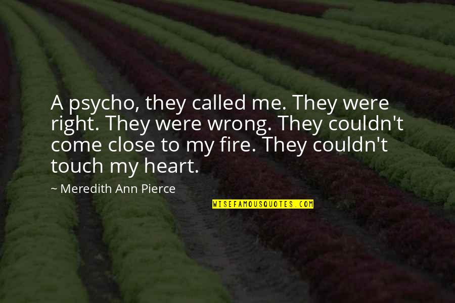 Touch My Life Quotes By Meredith Ann Pierce: A psycho, they called me. They were right.