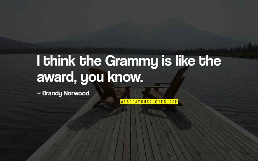 Touch Senses Quotes By Brandy Norwood: I think the Grammy is like the award, Touch Senses Quotes By Brandy Norwood: I think the Grammy is like the award,