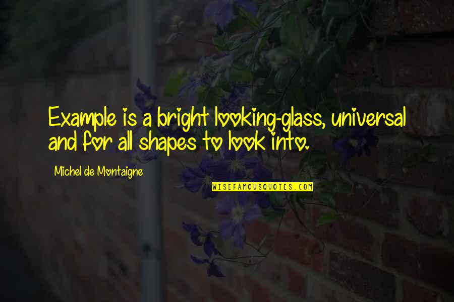 Touch Series Quotes By Michel De Montaigne: Example is a bright looking-glass, universal and for