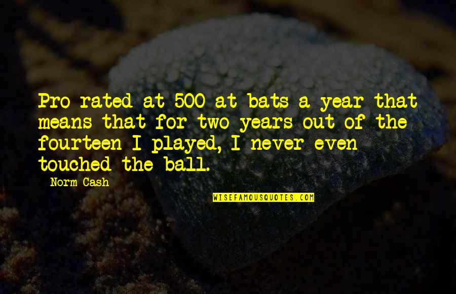 Touched Out Quotes By Norm Cash: Pro-rated at 500 at-bats a year that means