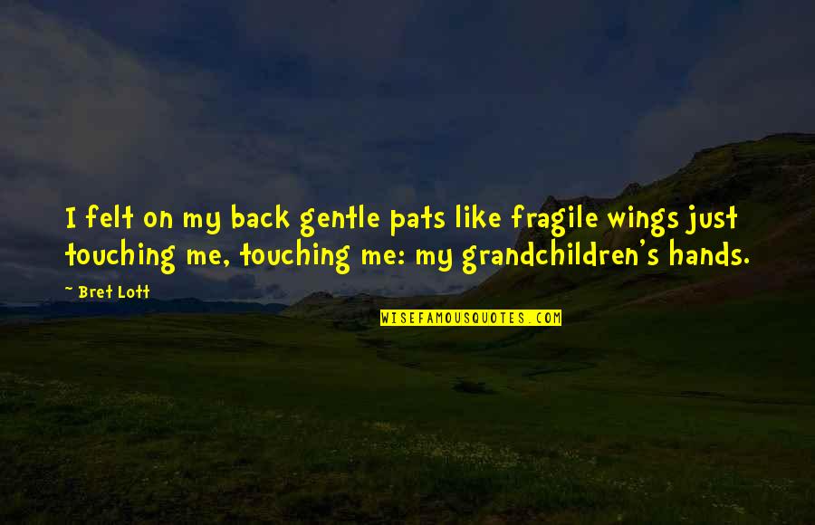 Touching Hands Quotes By Bret Lott: I felt on my back gentle pats like