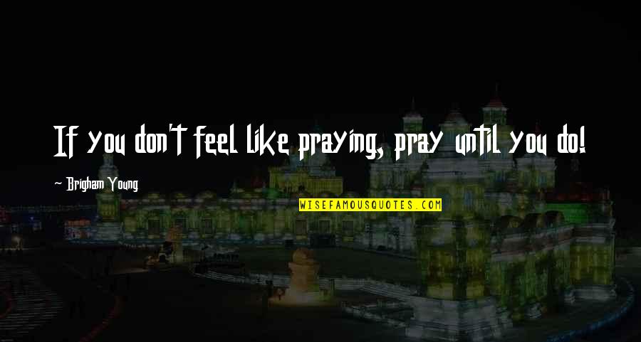 Tough Pill To Swallow Quotes By Brigham Young: If you don't feel like praying, pray until