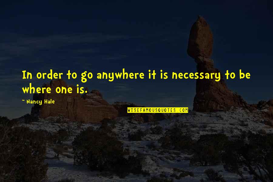 Tourism Development Quotes By Nancy Hale: In order to go anywhere it is necessary