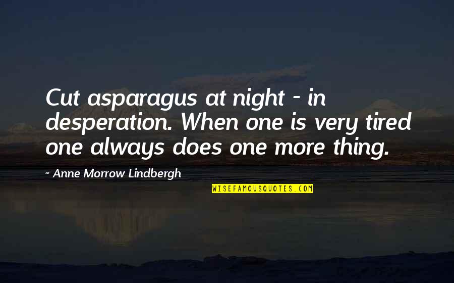 Touristen In Deutschland Quotes By Anne Morrow Lindbergh: Cut asparagus at night - in desperation. When