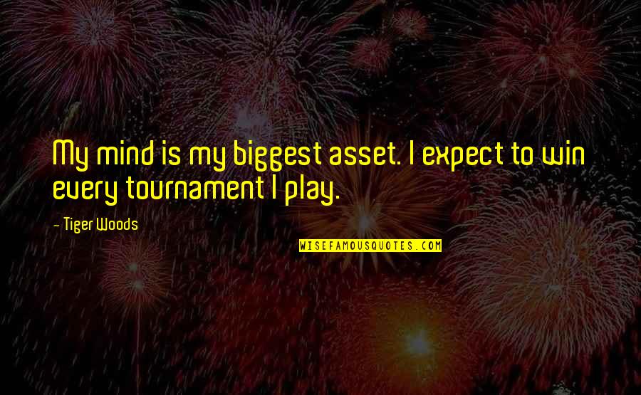 Tournament Motivational Quotes By Tiger Woods: My mind is my biggest asset. I expect