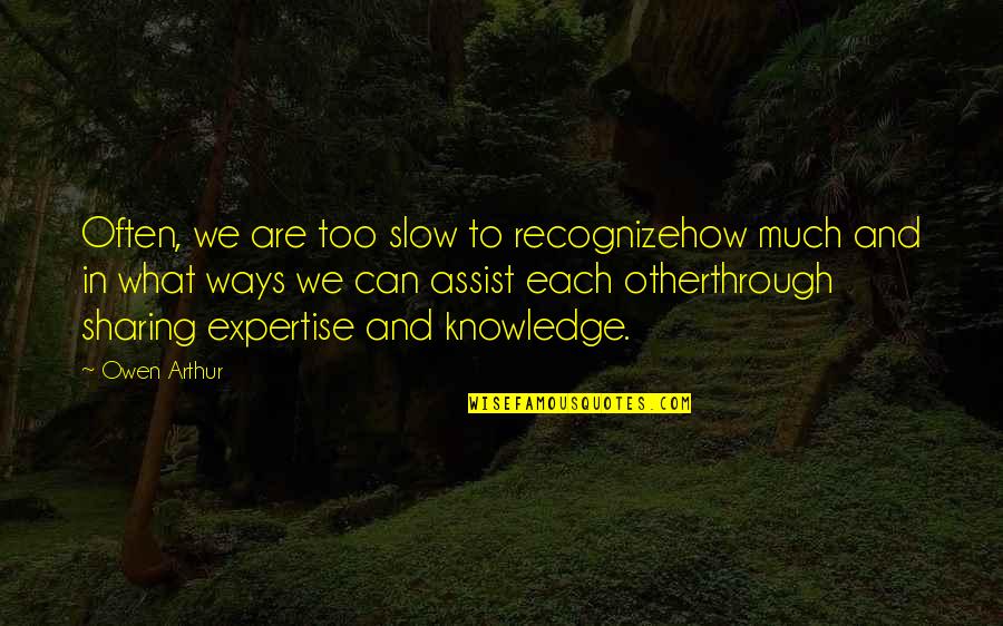 Tovaritch Quotes By Owen Arthur: Often, we are too slow to recognizehow much