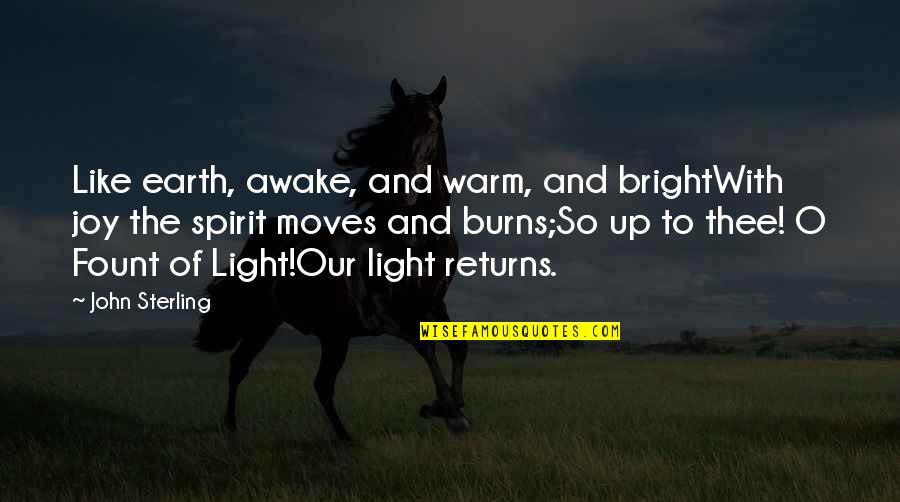 Tovio Sport Quotes By John Sterling: Like earth, awake, and warm, and brightWith joy Tovio Sport Quotes By John Sterling: Like earth, awake, and warm, and brightWith joy