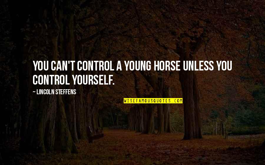 Towalk Quotes By Lincoln Steffens: You can't control a young horse unless you
