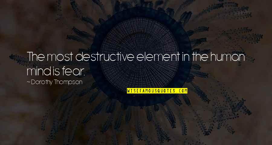 Towboat Quotes By Dorothy Thompson: The most destructive element in the human mind