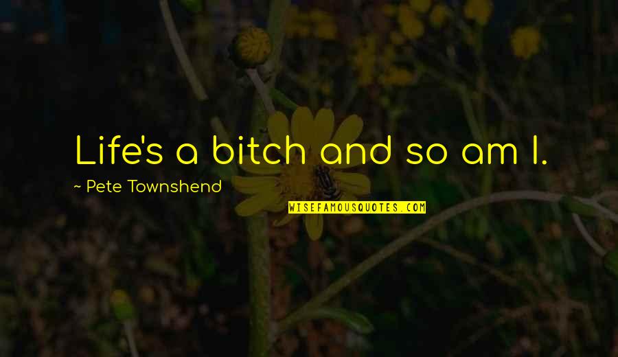 Townshend Quotes By Pete Townshend: Life's a bitch and so am I.