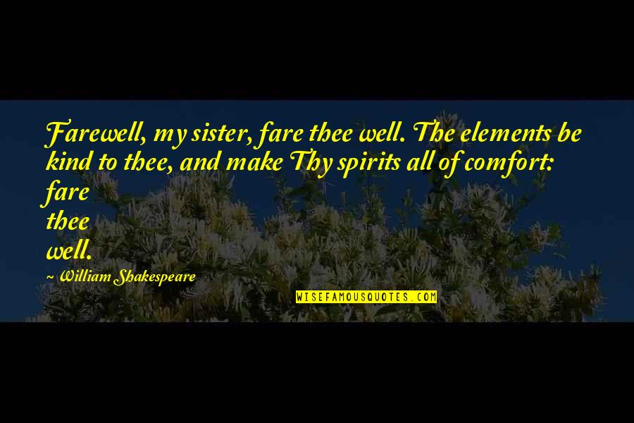 Toxic Family Member Quotes By William Shakespeare: Farewell, my sister, fare thee well. The elements