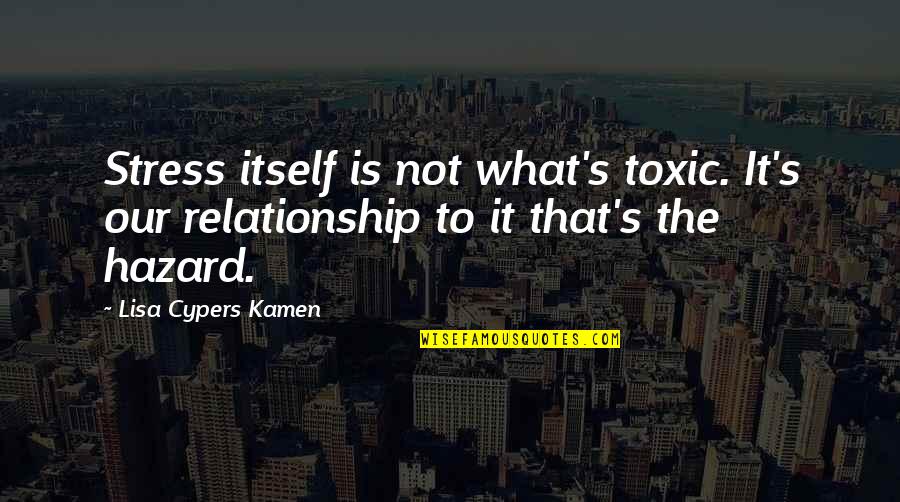 Toxic Relationship Quotes By Lisa Cypers Kamen: Stress itself is not what's toxic. It's our