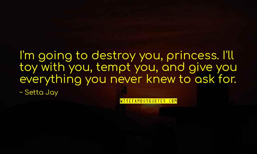 Toy With Quotes By Setta Jay: I'm going to destroy you, princess. I'll toy
