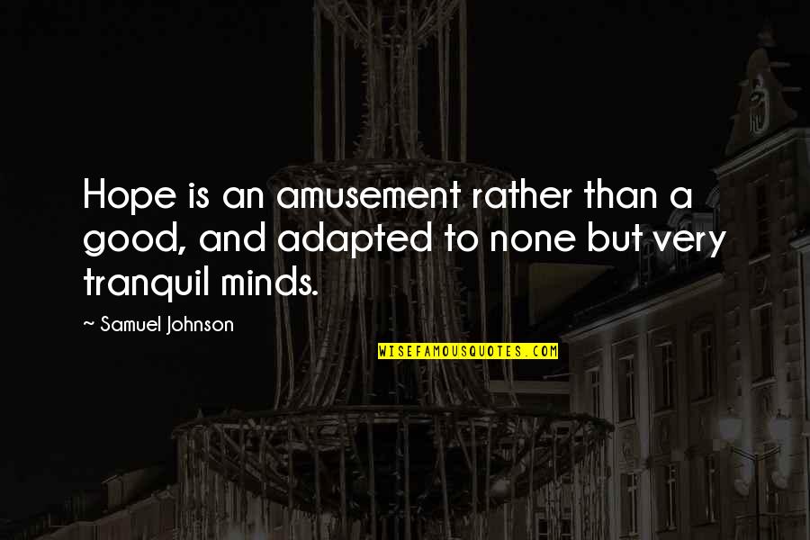 Toyonosuke Saito Quotes By Samuel Johnson: Hope is an amusement rather than a good, Toyonosuke Saito Quotes By Samuel Johnson: Hope is an amusement rather than a good,