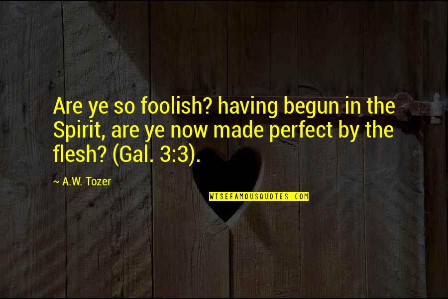 Tozer Quotes By A.W. Tozer: Are ye so foolish? having begun in the