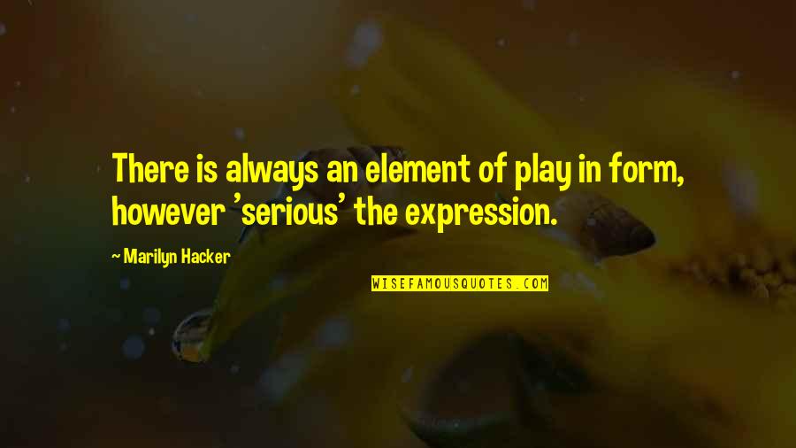 Tqm Quotes By Marilyn Hacker: There is always an element of play in