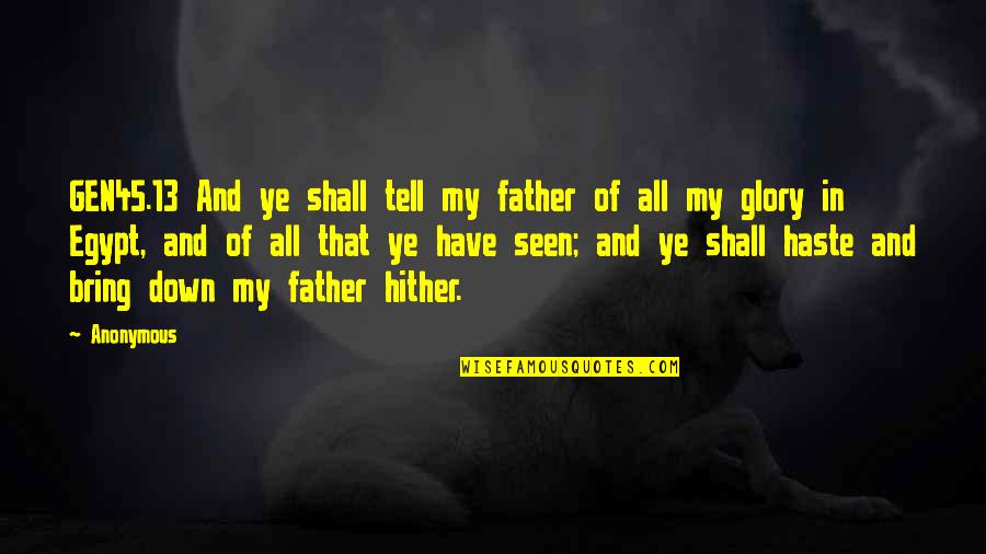 Tr Mb Czky Napsug R Quotes By Anonymous: GEN45.13 And ye shall tell my father of