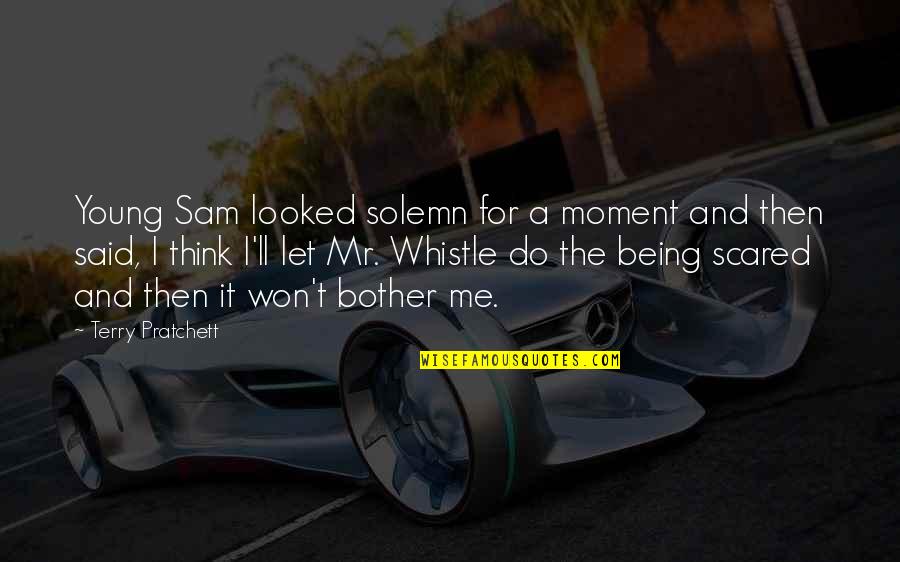 Tr430 Quotes By Terry Pratchett: Young Sam looked solemn for a moment and Tr430 Quotes By Terry Pratchett: Young Sam looked solemn for a moment and