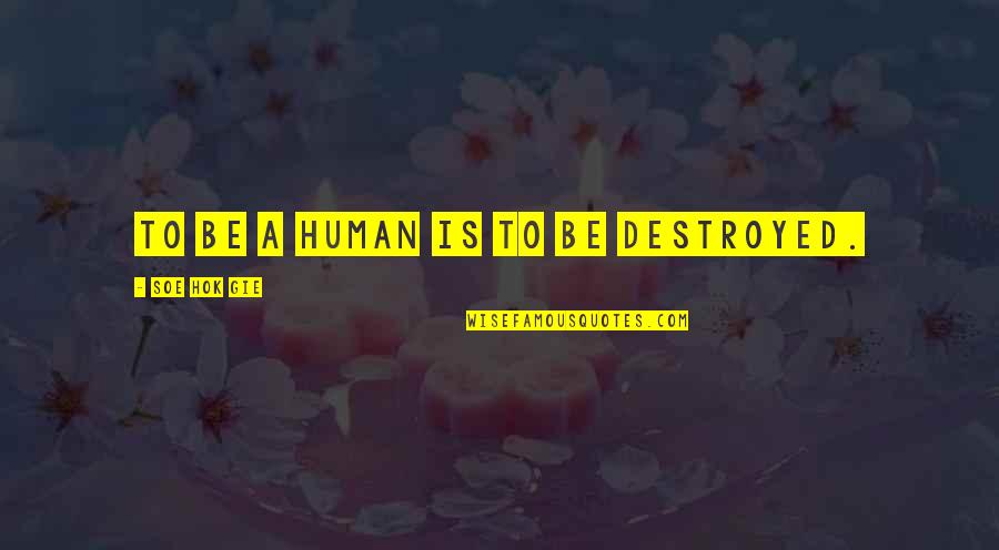 Trabalhos Manuais Quotes By Soe Hok Gie: To be a human is to be destroyed.