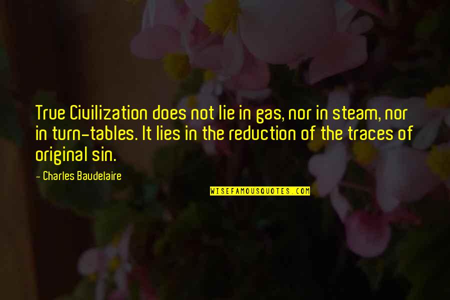 Traces Quotes By Charles Baudelaire: True Civilization does not lie in gas, nor