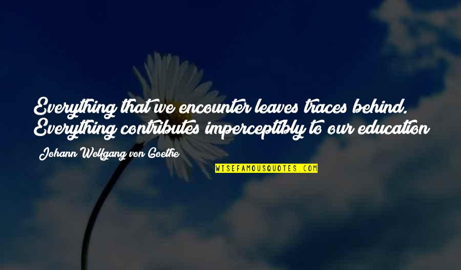 Traces Quotes By Johann Wolfgang Von Goethe: Everything that we encounter leaves traces behind. Everything