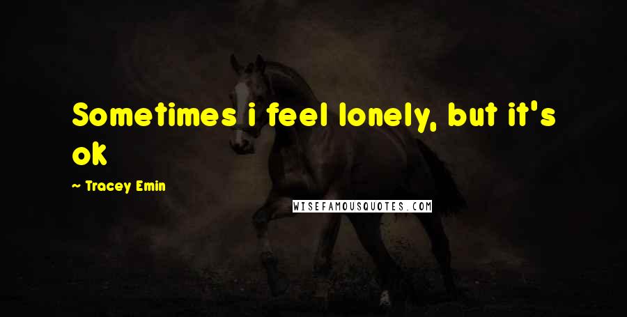 Tracey Emin quotes: Sometimes i feel lonely, but it's ok