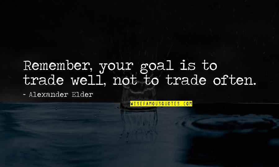 Trade Off Quotes By Alexander Elder: Remember, your goal is to trade well, not