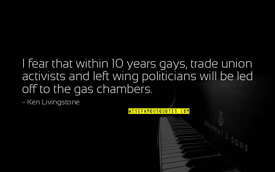 Trade Off Quotes By Ken Livingstone: I fear that within 10 years gays, trade