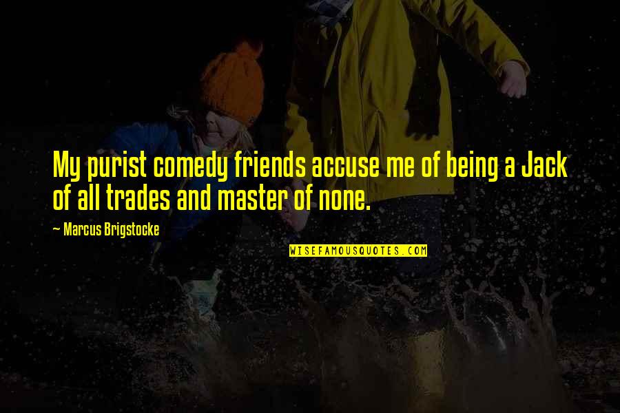 Trades Quotes By Marcus Brigstocke: My purist comedy friends accuse me of being