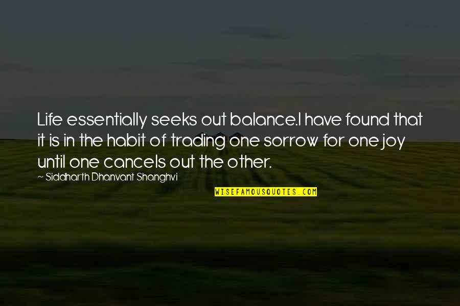 Trading In Life Quotes By Siddharth Dhanvant Shanghvi: Life essentially seeks out balance.I have found that Trading In Life Quotes By Siddharth Dhanvant Shanghvi: Life essentially seeks out balance.I have found that